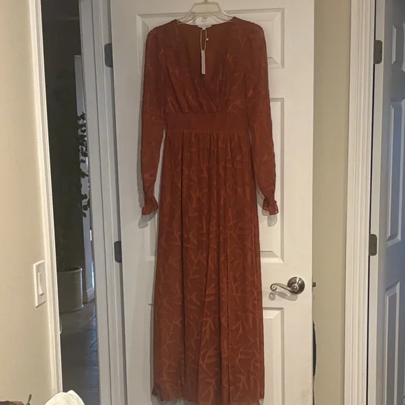 fitted lace wedding dress Sienna Cap Sleeve Bridesmaids Dress in Terracotta main image 0